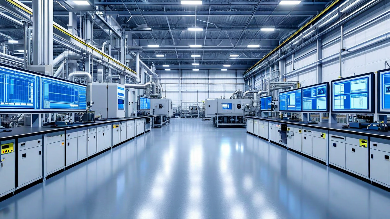 CEO James O'Brien with the maintenance team on the factory floor